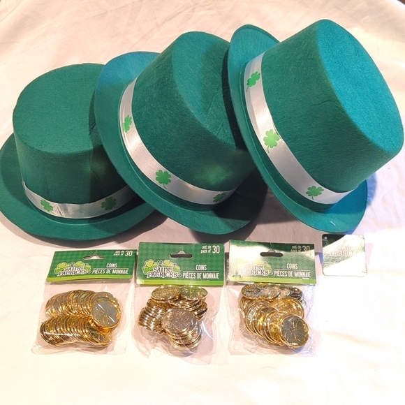 St. Patrick's Day Hat and Coins, 3 of each, - Picture 1 of 9